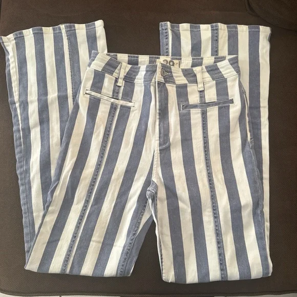 Free People Striped Jeans with Red Star Patch - Picture 2 of 7